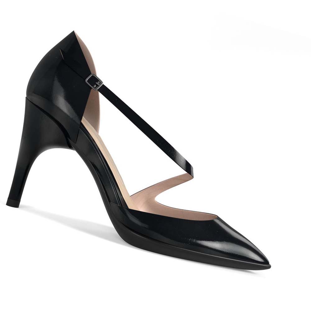 Ecco Shape Stiletto 75 Asymmetric Pumps Dame Svarte | NO 162UZG